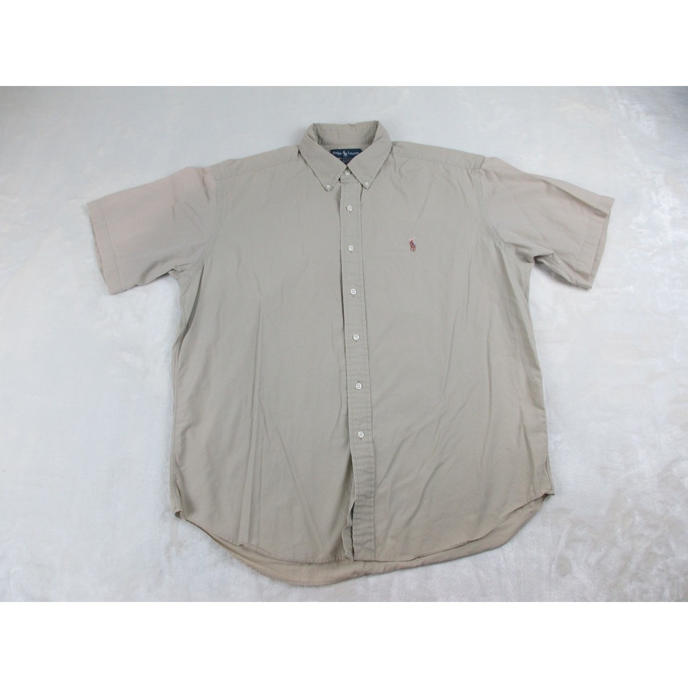 Ralph Lauren Shirt Mens Large Brown‎ Flesh Pony Blake Button Up Preppy Casual*